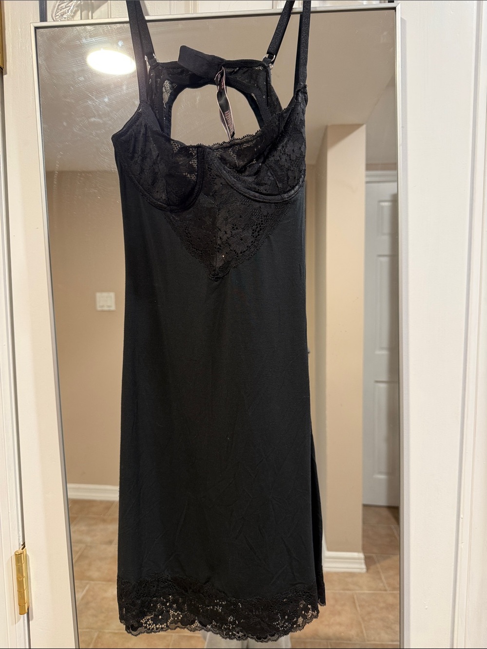 Victoria's Secret Black Lace-Trim Slip